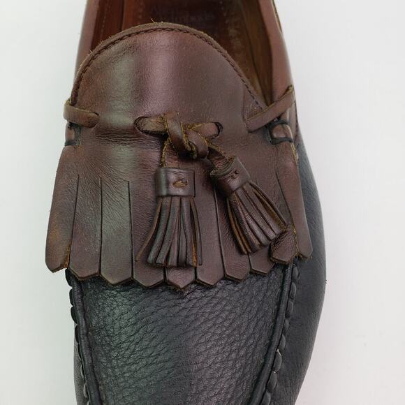 Allen Edmonds Nashua Mens Sz 9.5 Brown Black Leather Slip On Tassel Loafer Shoes main image 6